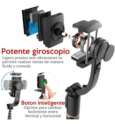 Estabilizador Celular Gimbal L08 Selfie Stick, Tripode/mando