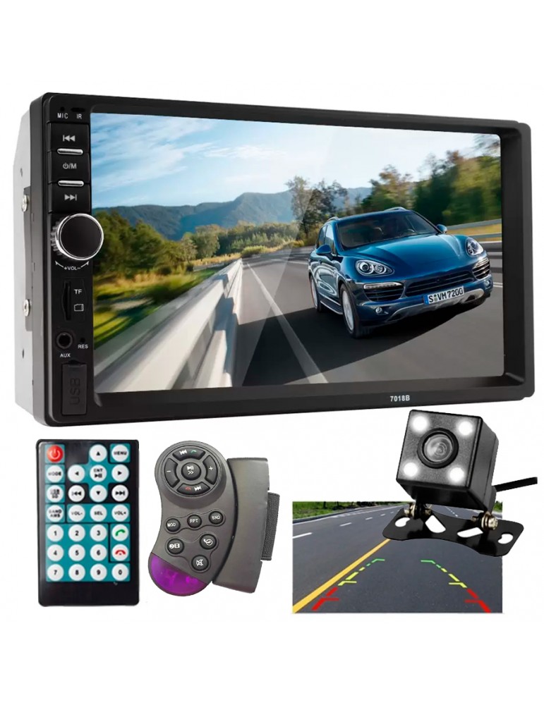 7 Radio Estereo De Pantalla Para Coche Carro Con Camara Tactil 2 Din  Bluetooth