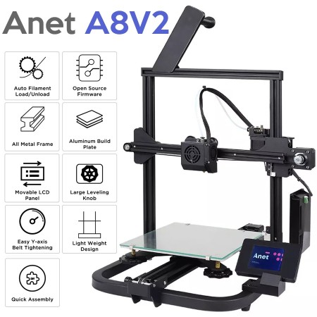 Impresora 3D Anet A8V2 FDM, 220x220x250mm