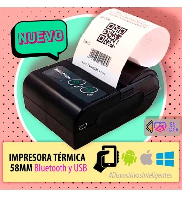 Mini Impresora Termica Portatil Usb Bluetooth 58mm Térmica