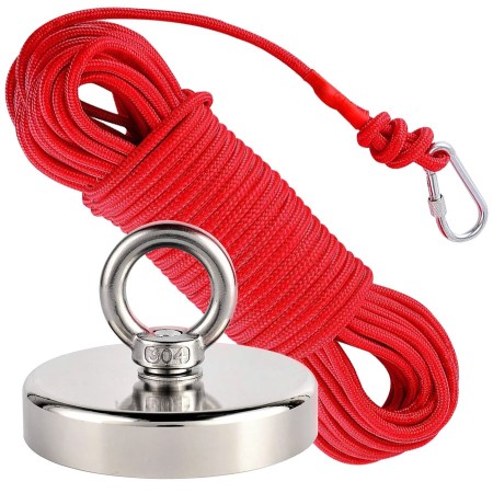 Kit pesca magnética 60mm 156kg imán + cuerda 20m