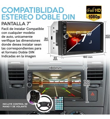 Radio De Coche Reproductor MP5 Estéreo 7 Pulgadas Pantalla Táctil Bluetooth  12V 2 Din Auto HD FM ISO Alimentación AUX USB SD