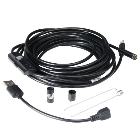 Boroscopio USB IP67, cable de 5 m, cámara 7mm