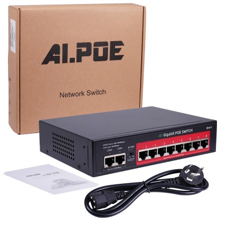 Switch PoE T-PS008G-2G 8 puertos 1000Mbps