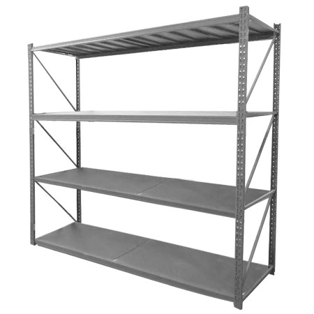 Estantería rack metálico, 4 niveles, 1200 kg total