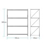Estantería rack metálica 200x50x300 cm, 4 niveles, 800 kg