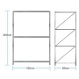 Estantería rack metálica 250x80x150 cm, 3 niveles, 900 kg