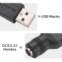 Adaptador USB macho a DC 5,5x2,1mm hembra, salida 5V