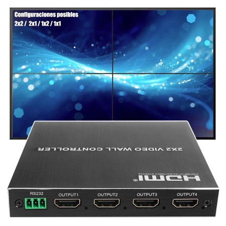 Controlador de video wall 2x2, HDMI 4 pantallas