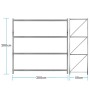 Estanteria Rack Metálico 4 niveles capacidad 1200kg