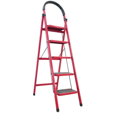 Escalera plegable de acero, 5 escalones, 100 kg