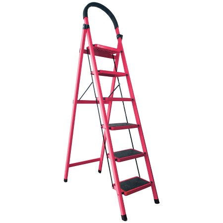 Escalera plegable de acero, 6 escalones, 100 kg
