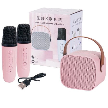 Parlante Bluetooth karaoke con 2 micrófonos