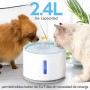 Fuente bebedero para mascotas 2.4L con luz LED