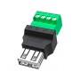 Conector USB 2.0 hembra a bornera sin soldadura, 300V 8A