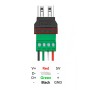 Conector USB 2.0 hembra a bornera sin soldadura, 300V 8A