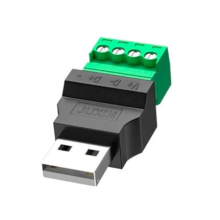 Conector USB 2.0 macho a bornera sin soldadura, 300V 8A