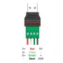 Conector USB 2.0 macho a bornera sin soldadura, 300V 8A