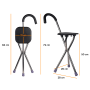 Bastón plegable con asiento, soporta 100 kg