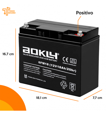 Bateria de gel AOKLY 6FM18...