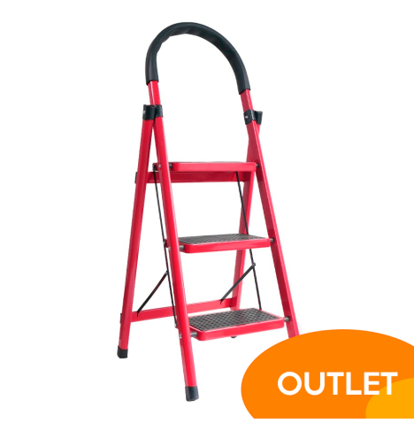 Escalera plegable de acero, 3 escalones, 100 kg