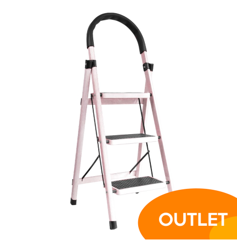 Escalera plegable de acero, 3 escalones, 100 kg
