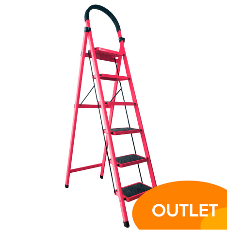 Escalera plegable de acero, 6 escalones, 100 kg