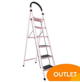 Escalera plegable de acero, 6 escalones, 100 kg