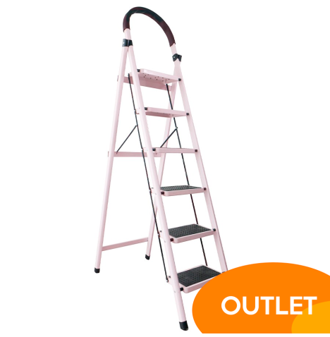 Escalera plegable de acero, 6 escalones, 100 kg