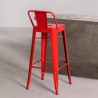 4 Banquetas Metálicas Tolix con Respaldo, Diseño Industrial