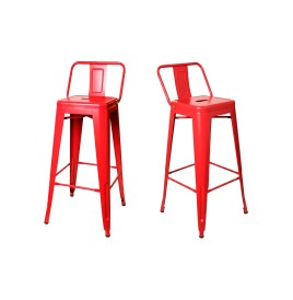 2 Banquetas Metálicas Tolix con Respaldo, Diseño Industrial