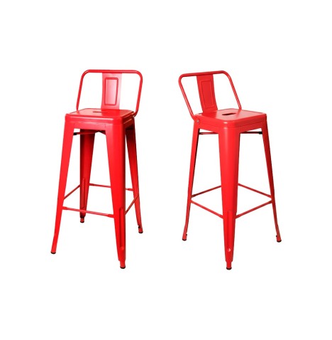 2 Banquetas Metálicas Tolix con Respaldo, Diseño Industrial