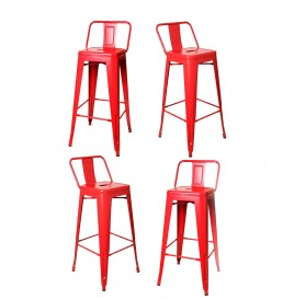4 Banquetas Metálicas Tolix con Respaldo, Diseño Industrial