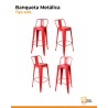 4 Banquetas Metálicas Tolix con Respaldo, Diseño Industrial
