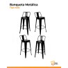 4 Banquetas Metálicas Tolix con Respaldo, Diseño Industrial