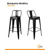 2 Banquetas Metálicas Tolix con Respaldo, Diseño Industrial