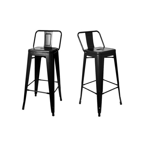 2 Banquetas Metálicas Tolix con Respaldo, Diseño Industrial