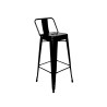 Banqueta metálica con respaldo tipo tolix, 98 cm