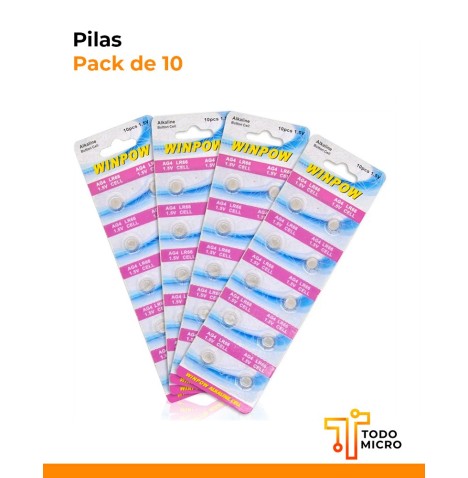 Pilas LR626 AG4 alcalinas, pack x 10 unidades