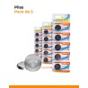 Pilas CR2032 de litio 3V, pack x 5 unidades