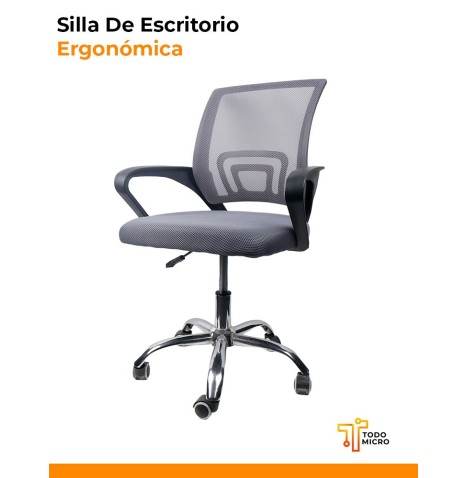 Silla ergonómica de oficina, base metálica y ruedas