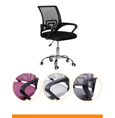 Silla ergonómica de oficina, base metálica y ruedas