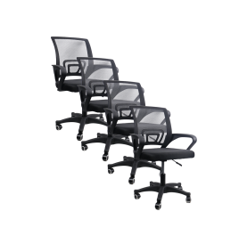 4 sillas ergonómicas de oficina, base plástica
