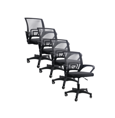 4 sillas ergonómicas de oficina, base plástica