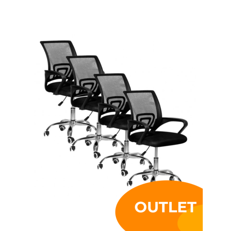 4 Sillas ergonómicas de oficina, con ruedas y altura ajustable