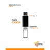 Adaptador USB C Macho a hembra para Carga