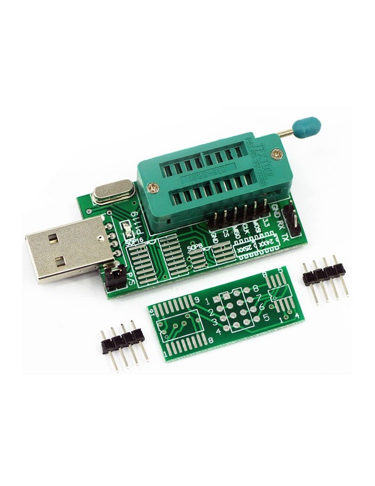 Combo Programador Usb Ch341a + Pinza + Adapt. Nivel de tensión 1.8v