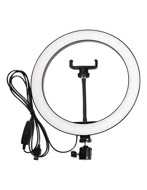 Aro de Luz LED 26cm con Soporte para Celular 10W USB