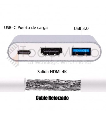 Comprar USB C tipo C a HDMI, compatible con USBC a HD-MI, Cable de vídeo tipo  C a HD, adaptador de pantalla de TV, convertidor USB3.1 4K 60Hz para  MacBook y portátil