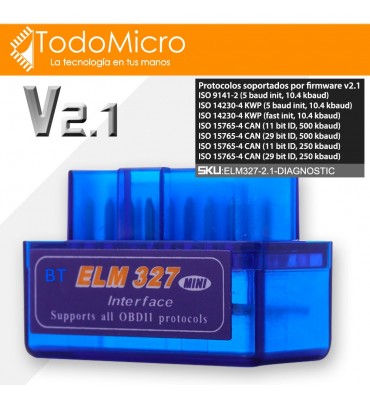 Scanner automotriz bluetooth ELM327 ODB2 V2.1